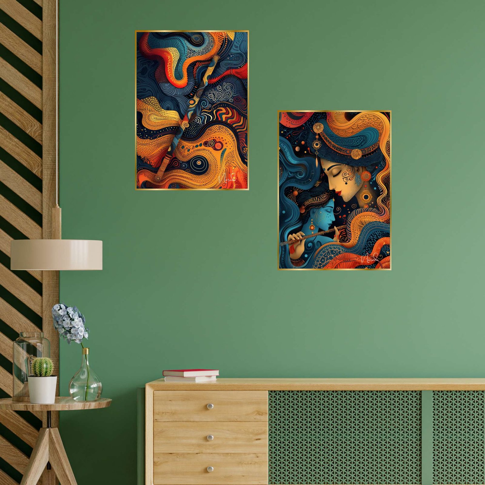 Set of Two Wall Paintings for Wall Dacoration Golden Framed Wall Paintings for Living Room & Bedroom Wall Art for Home Decoration & Office Wall Décor (14x11 inch CH-GD2-6) - Image 2